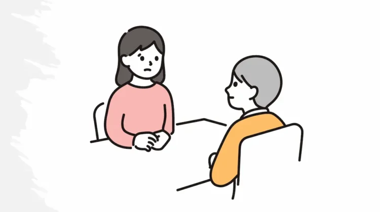 相談している女の人のイラスト
